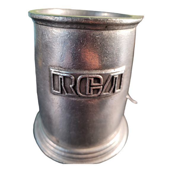 VINTAGE RCA raised letters pewter statesmetal vintage radio beer stein mug 5" - Picture 1 of 8